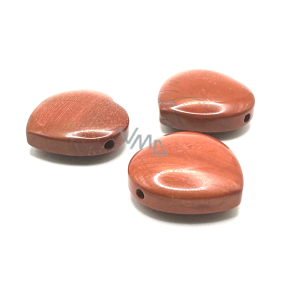 Jasper red heart drilled natural stone 30 mm 1 piece, full care stone