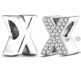 Charm Sterling silver 925 Alphabet letter X, bead for bracelet