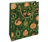 Nekupto Gift paper bag 23 x 18 x 10 cm Christmas green, flasks