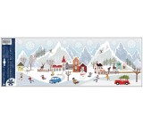 Window film Christmas Winter village and cars with glitter 21 x 59,5 cm