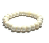 Bone from Yak white Tibetan bracelet elastic natural stone, bead 10 mm / 16 - 17cm, protective item, amulet