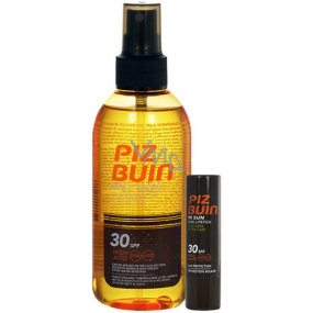 Piz Buin Wet Skin SPF15 transparent sun spray for wet skin 150 ml + Aloe SPF30 lip balm 4.9 g, duopack