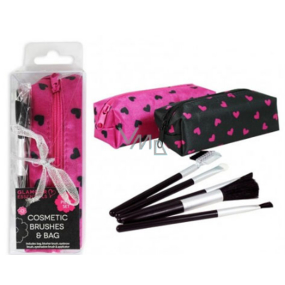 Zazie Glamor cosmetic brushes 5 pieces, set + black case with hearts