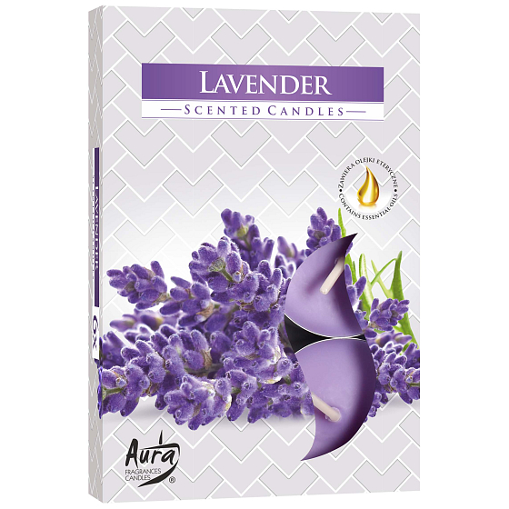 Bispol Aura Lavender - Lavender scented tea candles 6 pieces