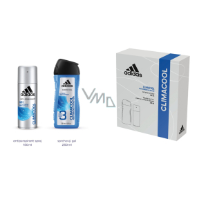 Adidas Climacool antiperspirant deodorant spray for men 150 ml + 3 in 1 shower gel for body, face and hair 250 ml, cosmetic set