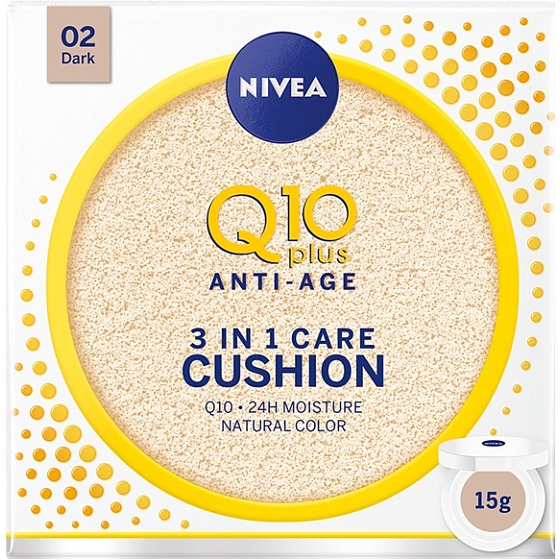 Nivea Q10 Plus Anti-Age Cushion 3in1 care toning cream in a sponge 02 Dark 15 g