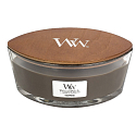 WoodWick Oudwood - Resin scented candle with wooden wide wick and lid glass boat 453 g