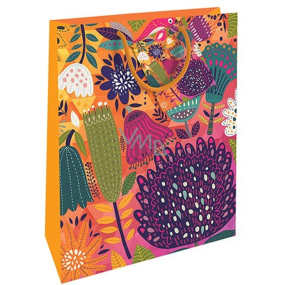 Nekupto Gift paper bag 32,5 x 26 x 13 cm Floral pattern orange