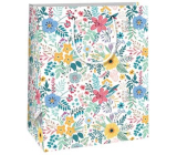 Ditipo Gift paper bag 18 x 10 x 22,7 cm White colourful meadow flowers