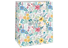 Ditipo Gift paper bag 18 x 10 x 22,7 cm White colourful meadow flowers