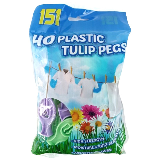 Tulip clothespins plastic 40 pieces