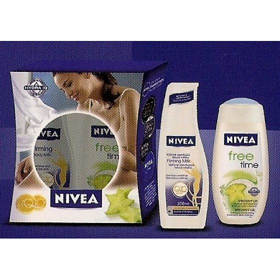 Nivea Free Time shower gel 250 ml + firming body lotion 250 ml, cosmetic set for women