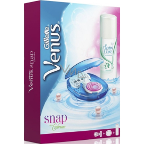 Gillette Venus Snap with Embarance razor + case + Satin Care Pure & Delicate shaving gel 75 ml, cosmetic set, for women