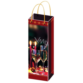 Angel Gift paper bag for a bottle 36 x 12 x 9 cm red glasses, candles