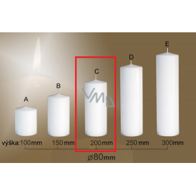 Lima Gastro smooth candle white cylinder 80 x 200 mm 1 piece