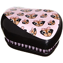 Tangle Teezer Compact Professional compact hair brush, Pug Love - black-pink with dogs
