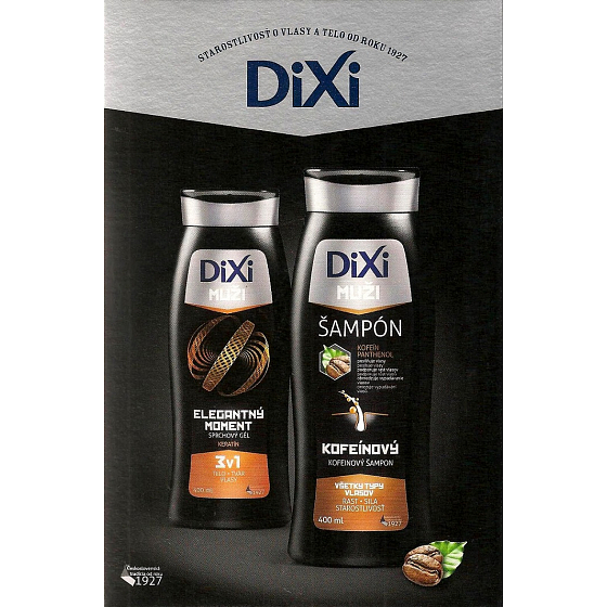 Dixi Men 3in1 Elegant Moment Shower Gel 400 ml + Caffeine Hair Shampoo Reduces Hair Loss 400 ml + Bath Sponge, Cosmetic Set