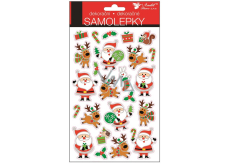 Plastic sticker Santa and reindeer 25 x 14 cm