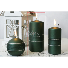 Lima Sparkling candle green matt cylinder 70 x 150 mm 1 piece