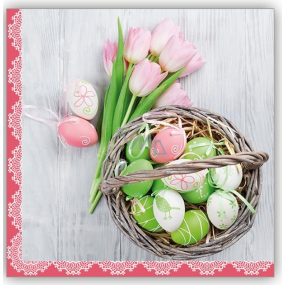 Aha Paper napkins 3 ply 33 x 33 cm 20 pieces Easter eggs, pink tulips