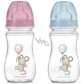 Canpol babies Little Cutie Wide neck bottle pink / blue for children from 3 months 240 ml