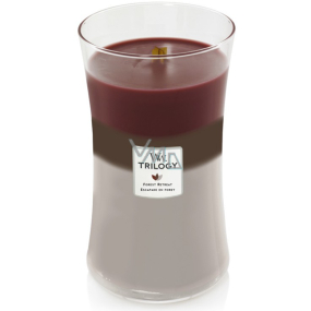 WoodWick Trilogy Forest Retreat - Escape to the forest scented candle with wooden wick and lid glass large 609 g