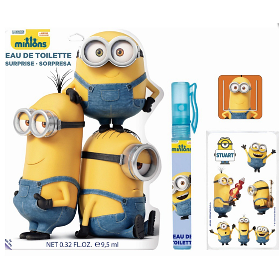 Minions Disney Eau de Toilette Roll-On for Kids 9.5 ml + Bookmark, Picture Stickers Surprise Bag