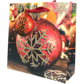 Epee Gift paper bag 17 x 17 x 6 cm Christmas Red-gold flask with snowflake CD LUX small