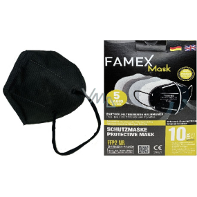 Famex Respirator oral protective 5-layer FFP2 face mask black 10 pieces