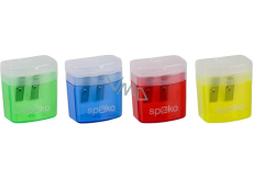 Spoko Pencil sharpener double with lid and container 35 x 20 x 40 mm 1 piece mix of colors