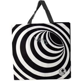 Laminated shopping bag black and white circles 34 x 34 x 22 cm