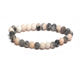 Jasper zebra matte bracelet elastic natural stone, ball 6 mm / 16 - 17 cm, stone of positive energy