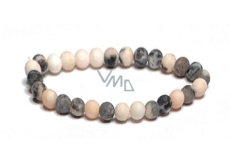 Jasper zebra matte bracelet elastic natural stone, ball 6 mm / 16 - 17 cm, stone of positive energy