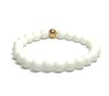 Agate white matte bracelet elastic natural stone, bead 8 mm / 16-17cm, provides peace and tranquility