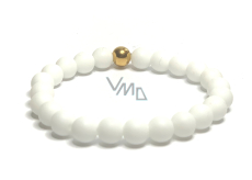 Agate white matte bracelet elastic natural stone, bead 8 mm / 16-17cm, provides peace and tranquility