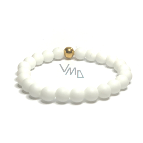 Agate white matte bracelet elastic natural stone, bead 8 mm / 16-17cm, provides peace and tranquility