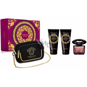 Versace Crystal Noir eau de toilette 90 ml + body lotion 100 ml + shower gel 100 ml + handbag, gift set for women
