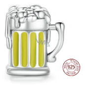 Charm Sterling silver 925 Beer, bead for bracelet, food and drink