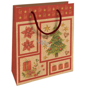 Nekupto Gift kraft bag 25 x 8 x 19 cm Christmas star and tree