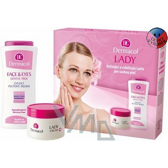 Dermacol Lady cleansing lotion 200 ml + day cream 50 ml, cosmetic set