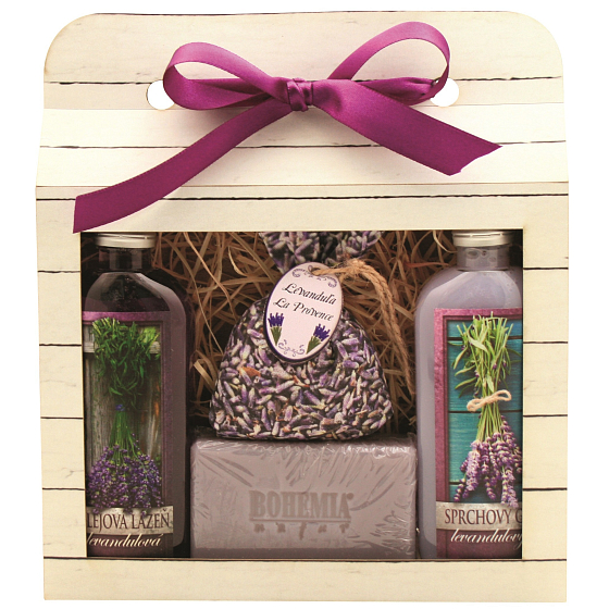 Bohemia Gifts Lavender La Provence shower gel 100 ml + Oil bath 100 ml + Soap 100 g + lavender herbs in a sachet 1 piece, cosmetic set