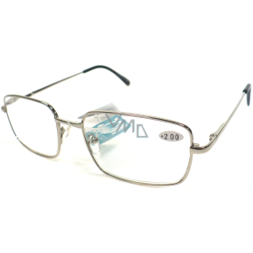 Berkeley Reading glasses +2.0 silver metal MC2 1 piece ER5050