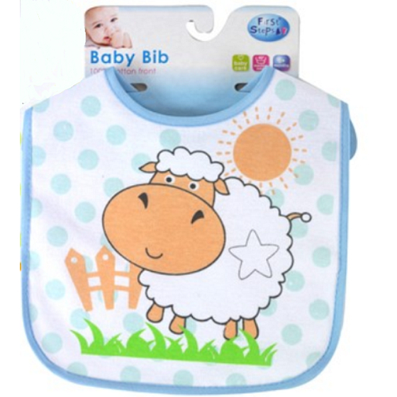 First Steps Farm Bib Two Layer Cotton + Peva Sheep 1 Piece