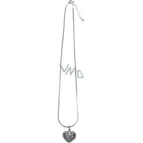 Silver necklace with heart pendant with embedded crystals 41 cm