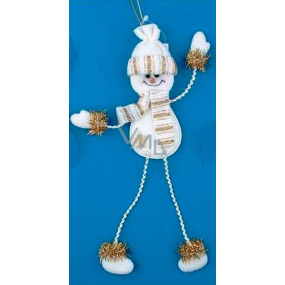Snowman cream with long legs for hanging 21 cm