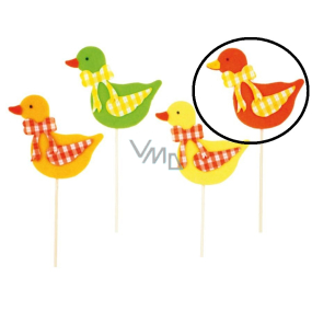 Felt duck orange checkered decor recess 8 cm + skewers