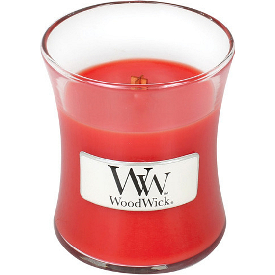 WoodWick Crimson Berries - Rowanberries with spices scented candle with wooden wick and lid glass small 85 g