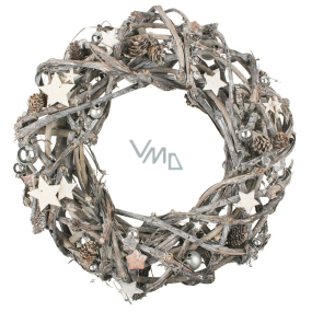 Gray wicker wreath woven from twigs 42 cm