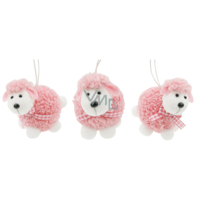 Pink plush sheep for hanging and standing 7 cm