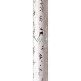 Zöwie Gift wrapping paper 70 x 150 cm Christmas Luxury White Christmas white - silver reindeer, trees